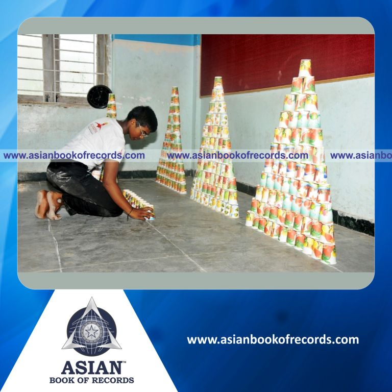 Highest Number of Paper Cup Pyramids made in 3 Hours by a Minor (Male)