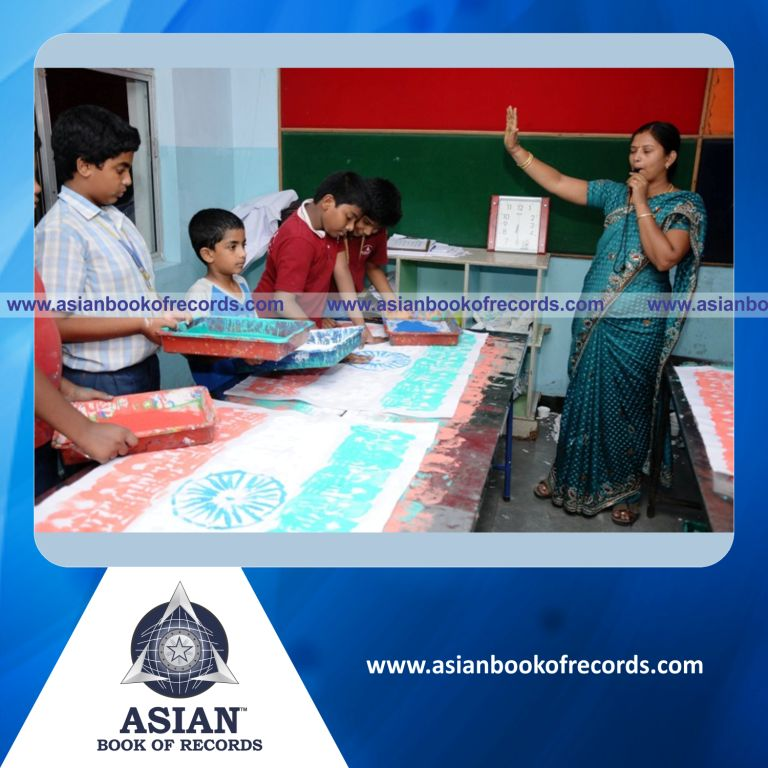 Highest Number of National Flags made with Handprints by a Minor (Male) in 10 Hours