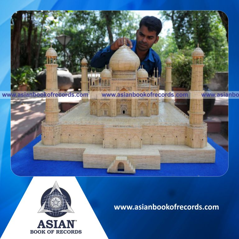 Largest Taj Mahal Replica made with Match Sticks by an Individual (Male)