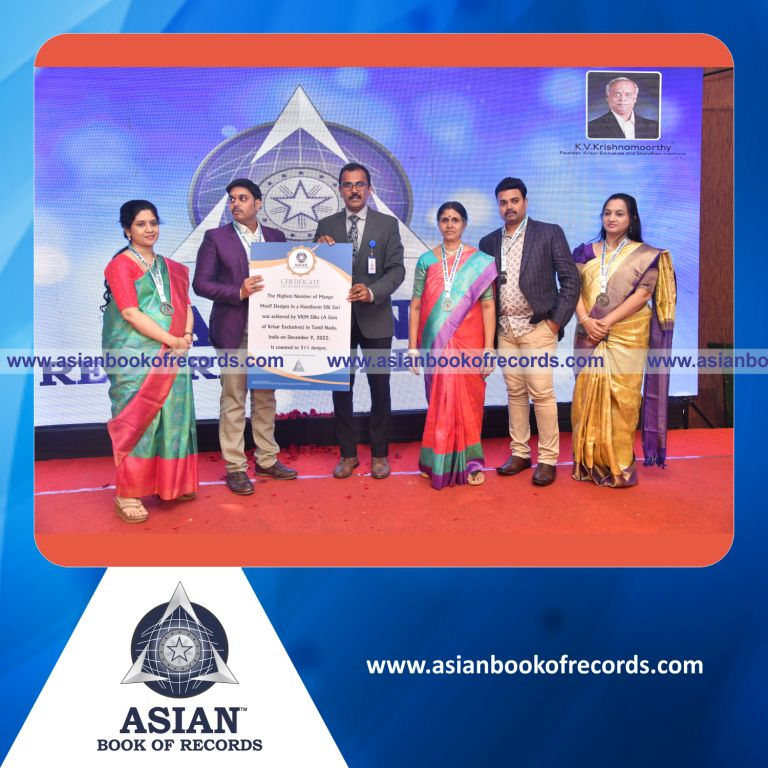 Highest Number of Mango Motif Designs in a Handloom Silk Sari