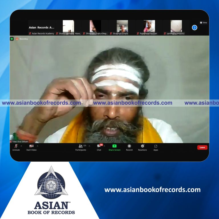 Highest Number of Participants in a Virtual Chidambara Rahasiya Sutra Training Session Mentored by an Individual (Male)