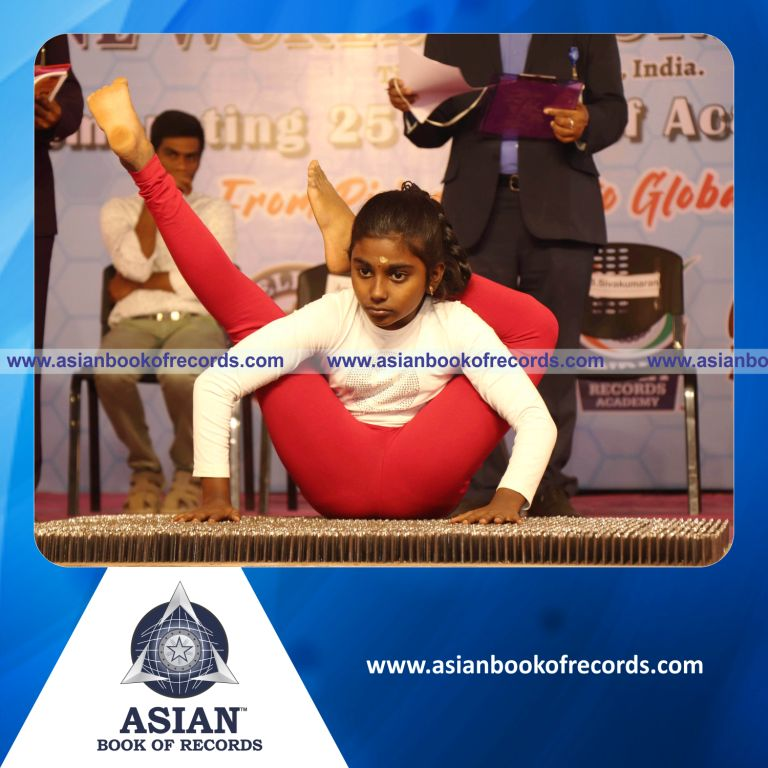 Highest Number of Yogasanas Performed on a Nail Bed in 10 Minutes by an Individual (Minor-Female)