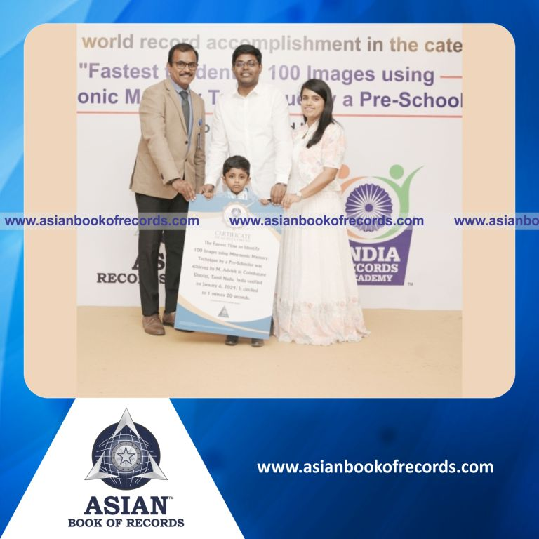 Fastest Time to Identify 100 Images using Mnemonic Memory Technique by a Pre-Schooler