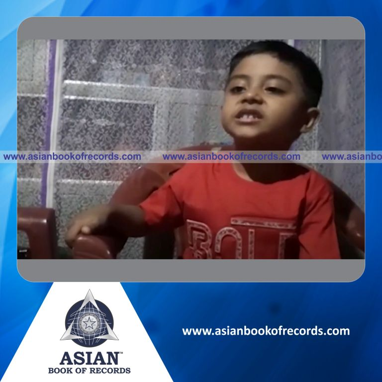 Fastest Recitation of all Asian Countries Names by a Pre-Schooler