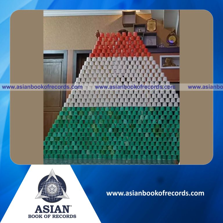Largest Tricolor Pyramid Made with Maximum Paper Cups (Kid)