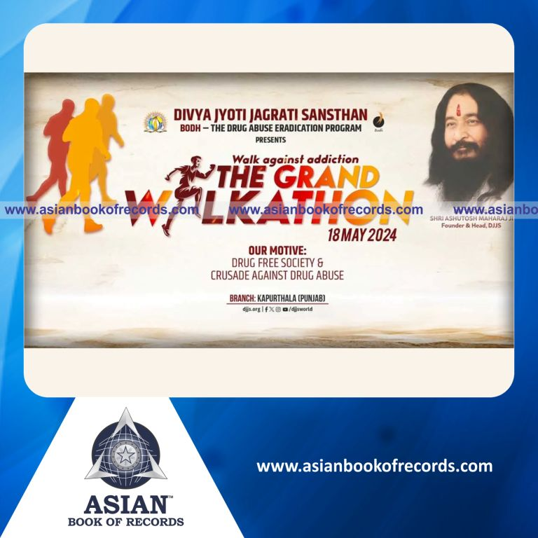 Highest Number of Participants in the Largest Walkathon to Spread Awareness Against Drugs by a Social Spiritual Organization