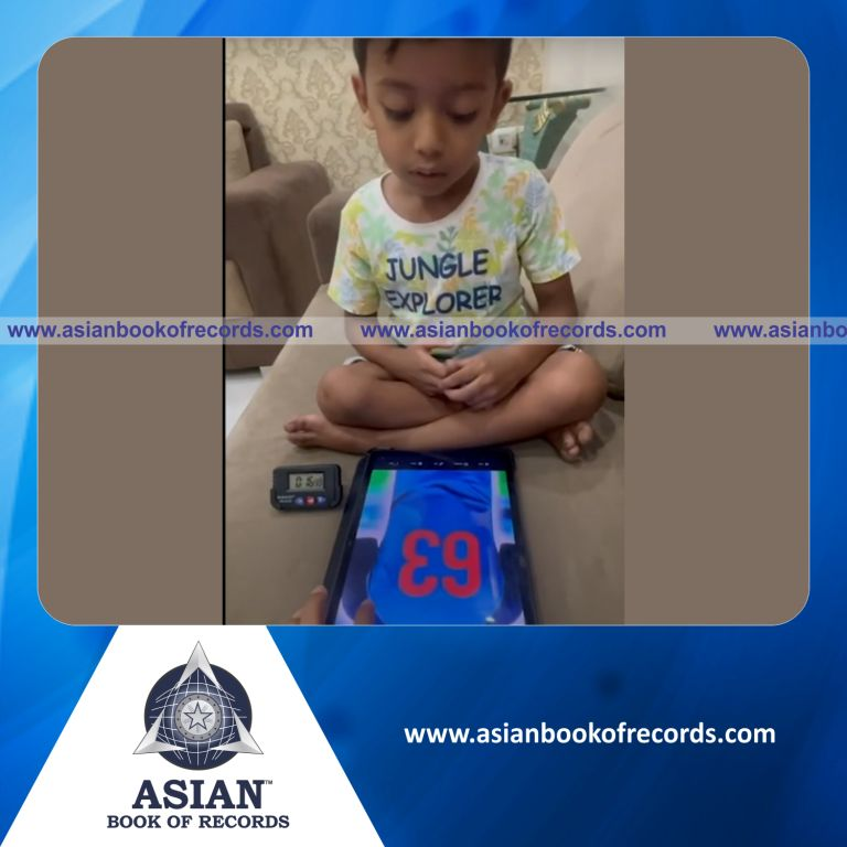 Highest Number of Cricketers Identified by Seeing Their Jersey Numbers and Recited Their Names by a Preschooler