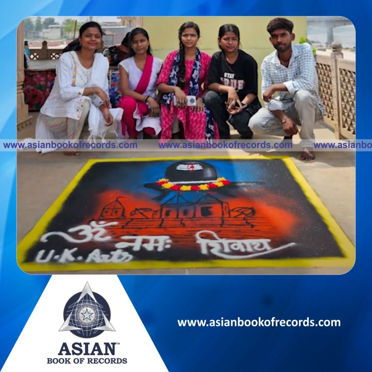 Highest Number of 3D Rangoli Made on Road While Traveling from Gorakhpur to Jammu Katra by a Group