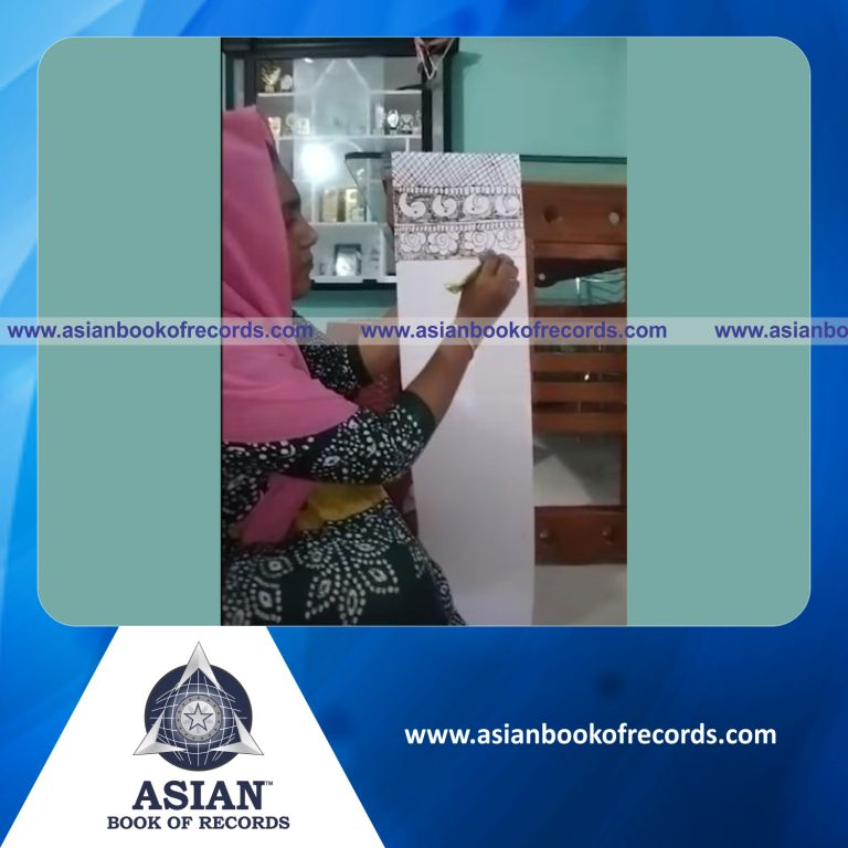 Longest Mehndi Design Made on Drawing Paper Using Mehndi by an Individual