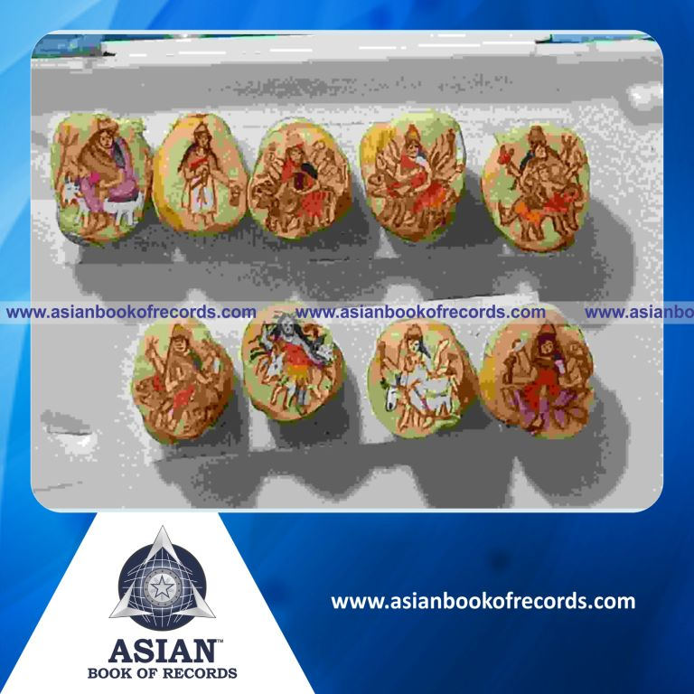 Smallest Chickpea Paintings Depicting the Nine Forms of Goddess Durga