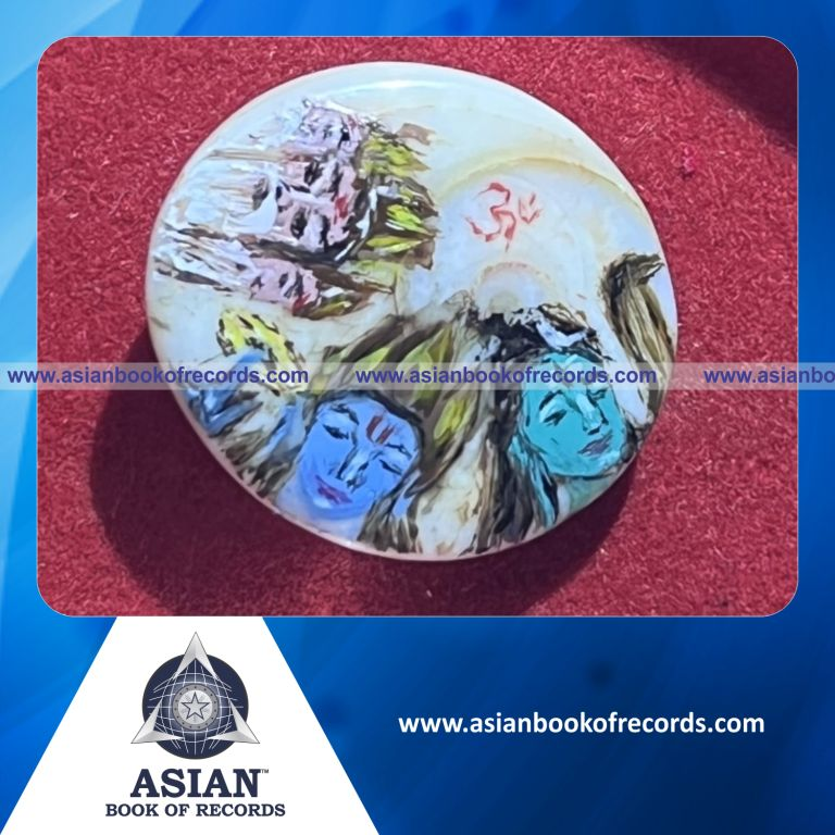Smallest Gomti Chakra Painting Depicting Tridev
