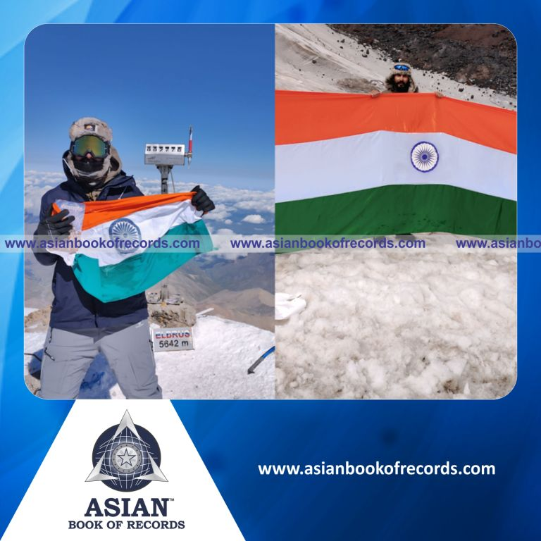 Largest Indian Flag Hoisted on Mount Elbrus Solo