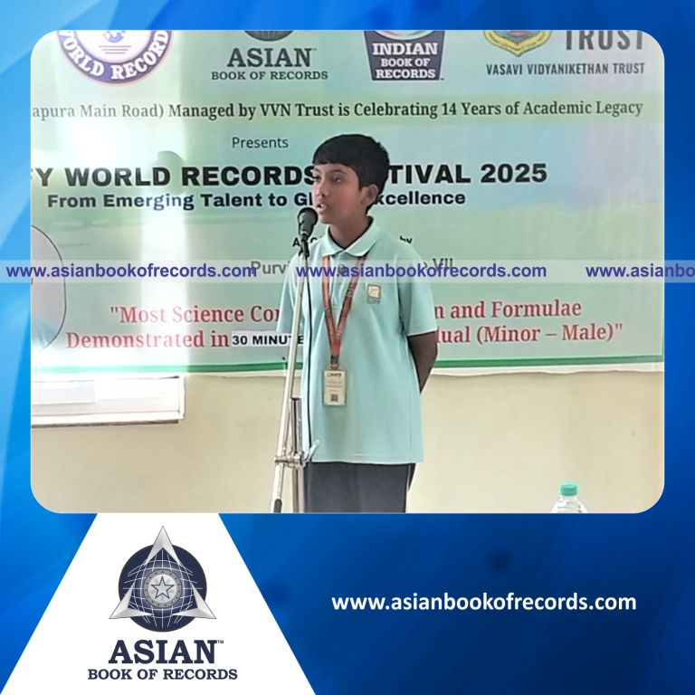 Highest Number of Science Concepts, Definition and Formulae Demonstrated in 30 Minutes by an Individual (Minor - Male)