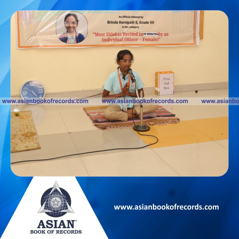 Highest Number of Shlokas Recited in 20 Minutes by an Individual (Minor - Female)