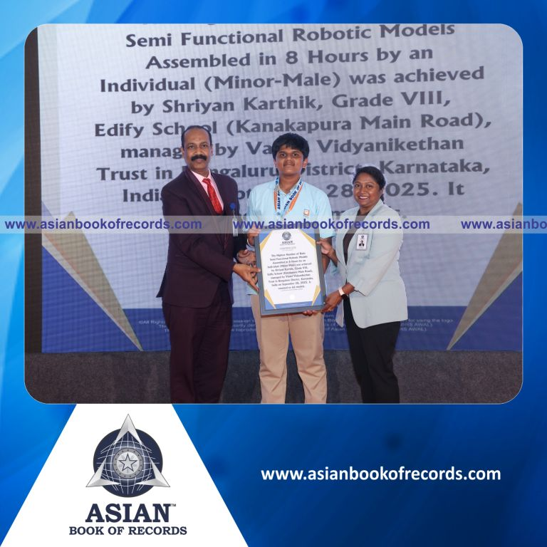 Highest Number of Basic Semi Functional Robotic Models Assembled in 8 Hours by an Individual (Minor-Male)