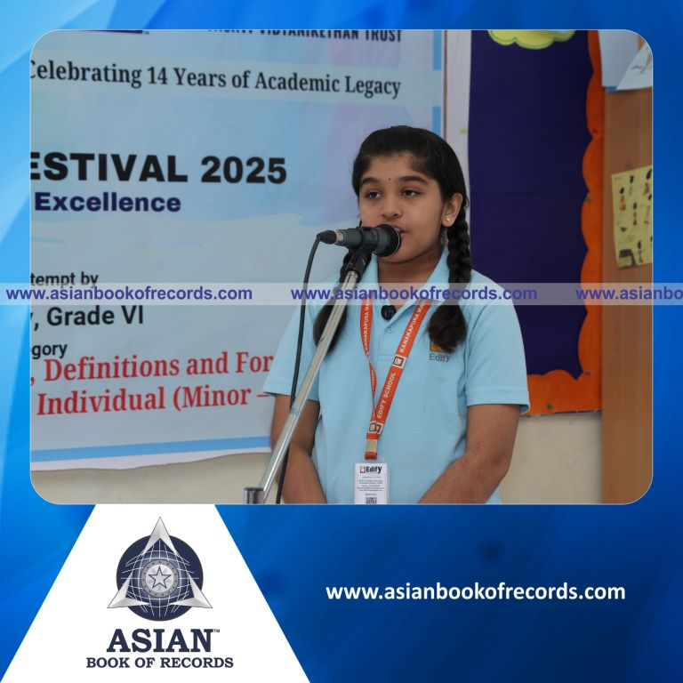 Highest Number of Mathematical Concepts, Definition and Formulae Demonstrated in 30 Minutes by an Individual (Minor - Female)