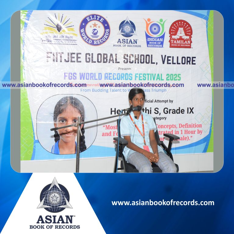 Highest Number of Mathematical Concepts, Definition and Formulae Demonstrated in 1 Hour by an Individual (Minor - Female)