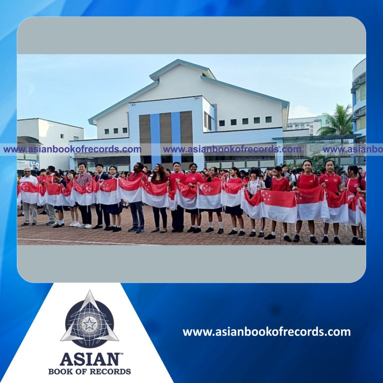 Longest Line of People Walking With The National Flag